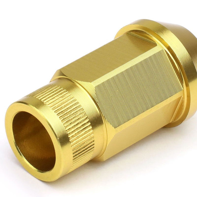Gold Aluminum M12x1.50 Conical Open Rim Acorn Tuner 16x Lug Nuts+4 Lock Nuts-Accessories-BuildFastCar
