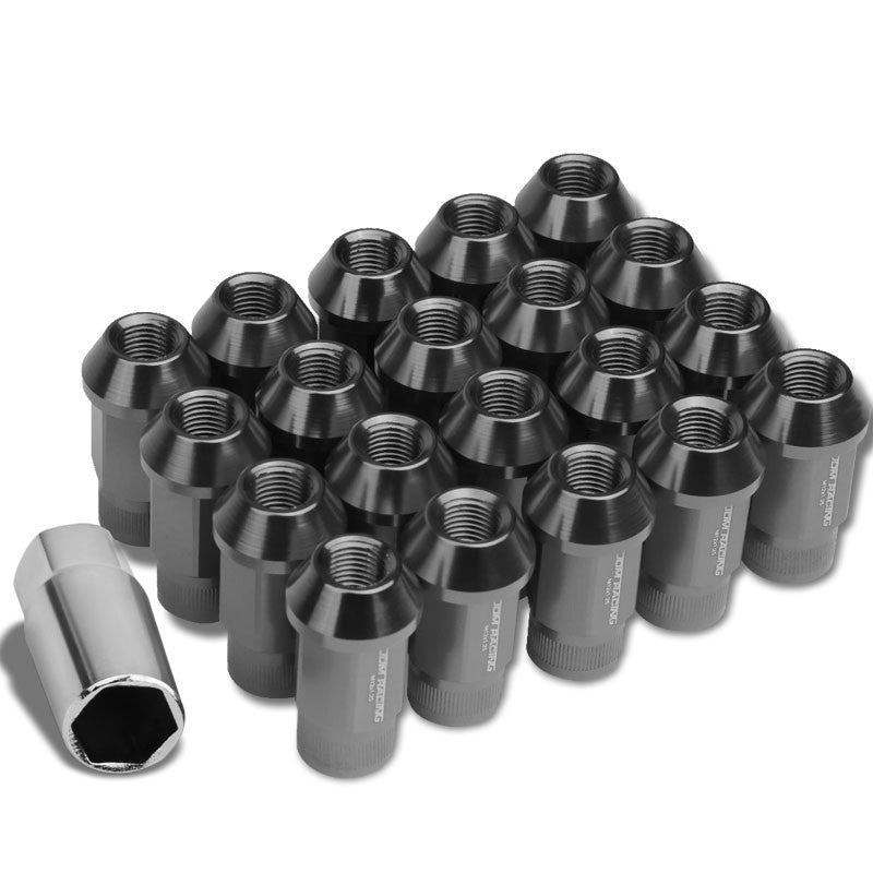 Gunmetal Aluminum M12x1.5 Conical Open Rim Acorn Tuner 16x Lug Nuts+4 Lock Nuts-Accessories-BuildFastCar