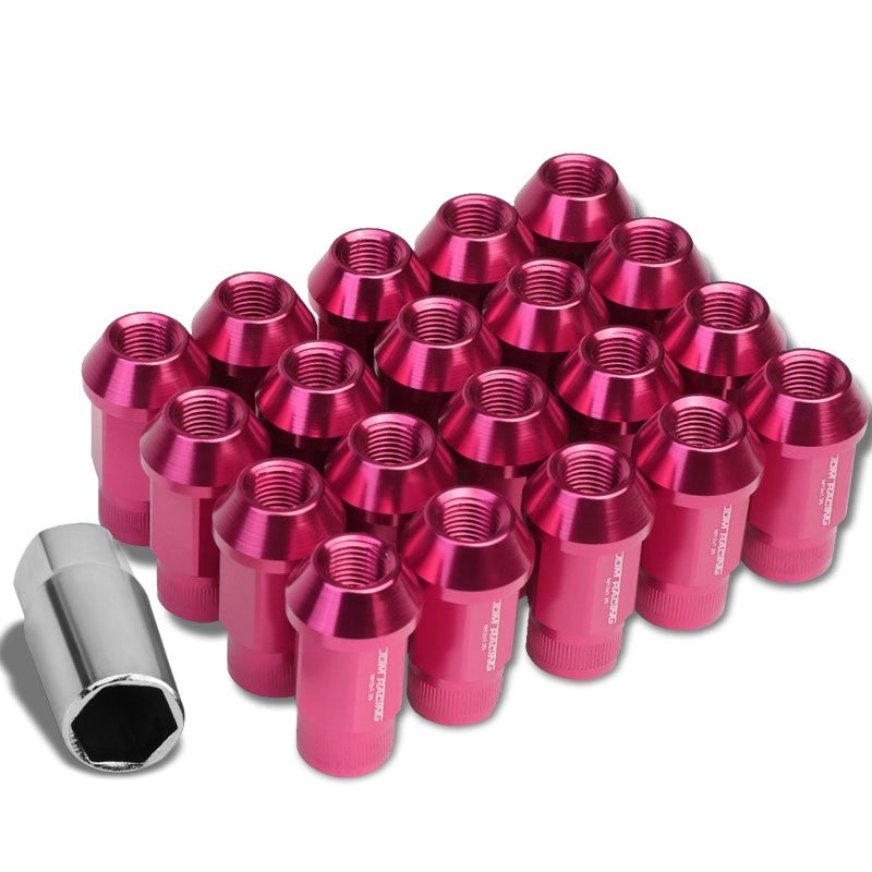 Pink Aluminum M12x1.50 Conical Open Rim Acorn Tuner 16x Lug Nuts+4 Lock Nuts-Accessories-BuildFastCar
