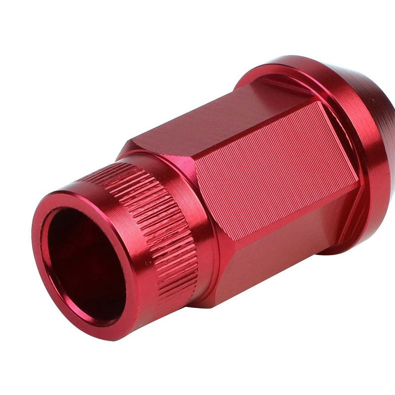 Red Aluminum M12x1.50 Conical Open Rim Acorn Tuner 16x Lug Nuts+4 Lock Nuts-Accessories-BuildFastCar