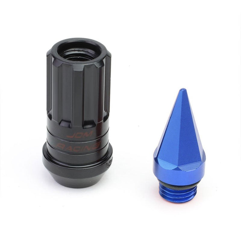Blue M12x1.50 Open/Close End Acorn Lock+Hex Spike Cap 16x Lug Nuts+4 Lock Nuts-Accessories-BuildFastCar