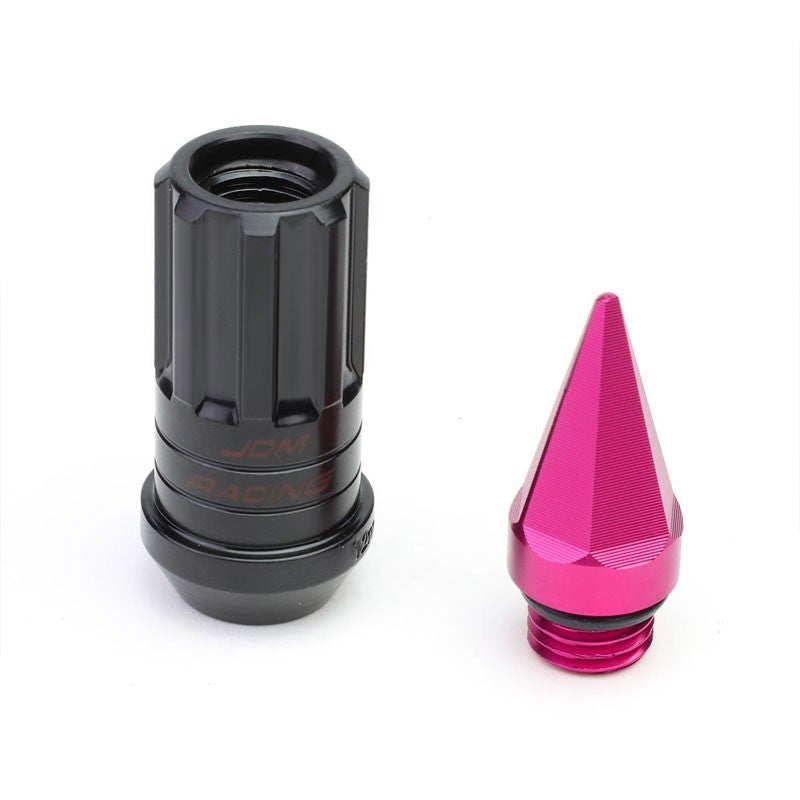 Pink M12x1.50 Open/Close End Acorn Lock+Hex Spike Cap 16x Lug Nuts+4 Lock Nuts-Accessories-BuildFastCar