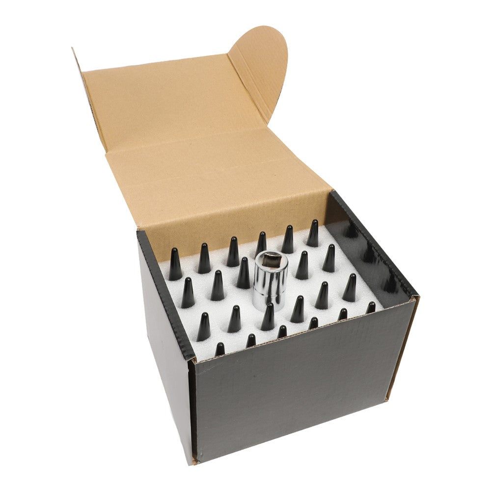 24PCs Heavy Duty Steel Black Closed End Lug Nuts For M14X1.50 Conical Seat Wheel