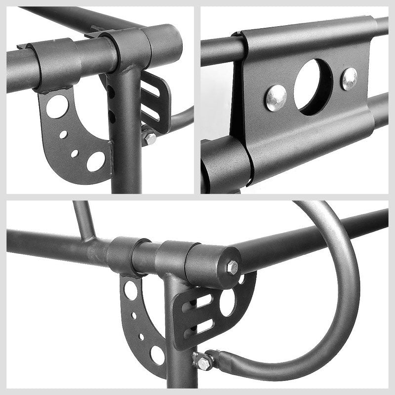 Universal Black Adjust Pickup Truck Bed Ladder Rack Quad Utility Bar 132" x 57"-Exterior-BuildFastCar