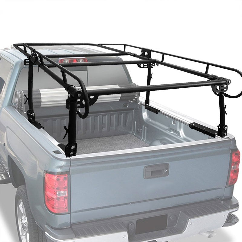 Universal Black Adjust Pickup Truck Bed Ladder Rack Quad Utility Bar 132" x 57"-Exterior-BuildFastCar