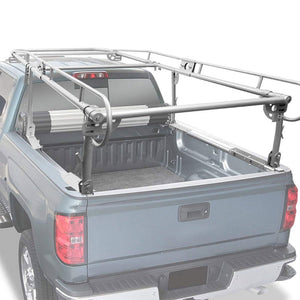 Universal Silver Adjust Pickup Truck Bed Ladder Rack Quad Utility Bar 132" x 57"-Exterior-BuildFastCar