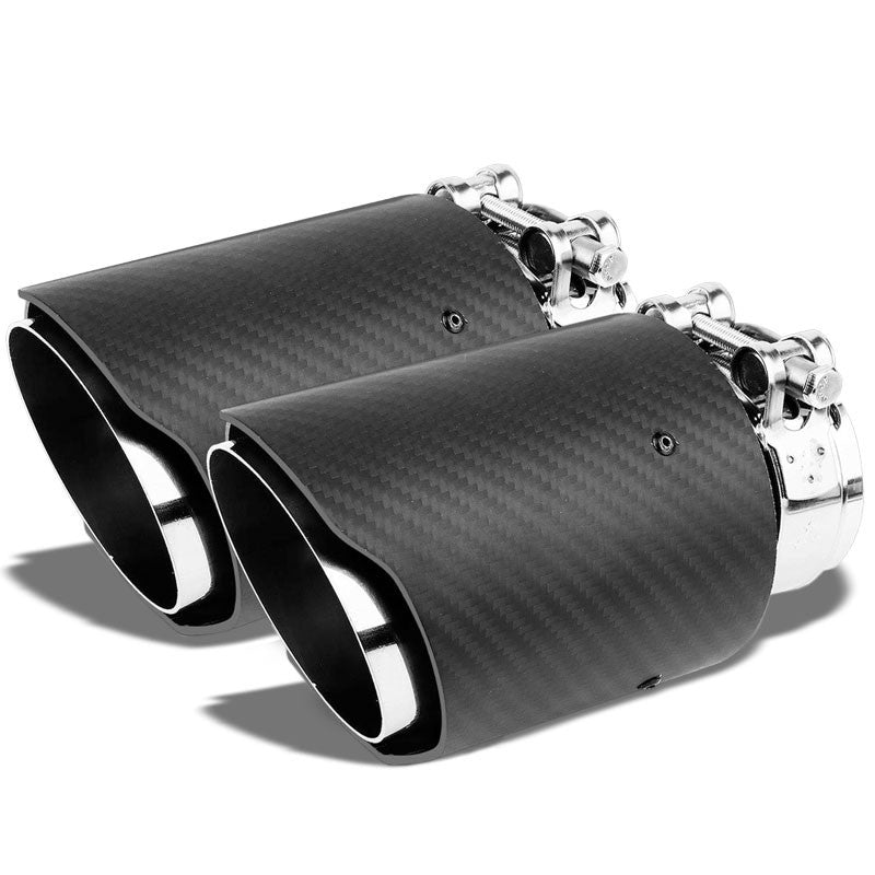 2xClamp On Carbon Filber 3.6&quot; Racing High Flow Exhaust Muffler Tip For 2.5&quot; Pipe-Performance-BuildFastCar