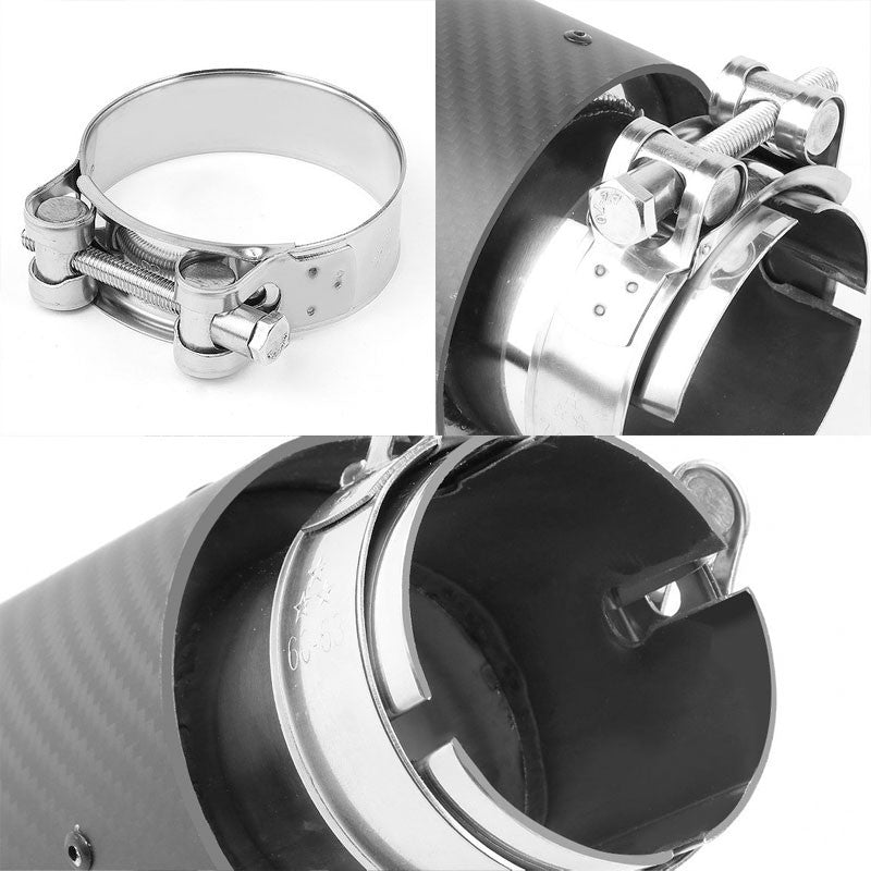 BFC-MUFT-CB-TY01 2.5"Pipe/3"Tip/3.5"OD Clamp-On Carbon Filber Pattern Exhaust Muffler End Tip