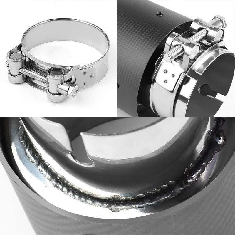 BFC-MUFT-CB-TY02 2.5"Pipe/2.75"Tip/3.5"OD Clamp-On Carbon Filber Pattern Exhaust Muffler End Tip