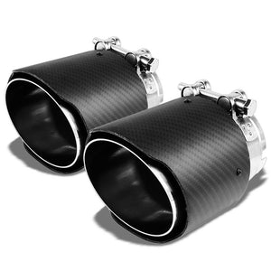 2xClamp On Carbon Filber 4" Racing High Flow Exhaust Muffler Tip For 2.5" Pipe-Performance-BuildFastCar