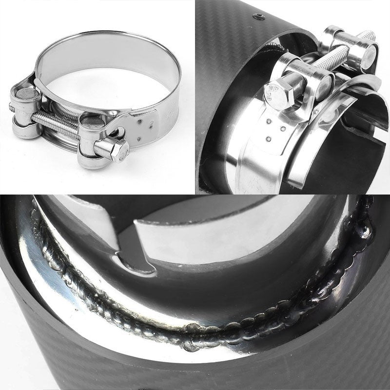 BFC-MUFT-CB-TY03 2.5"Pipe/3.5"Tip/4"OD Clamp-On Carbon Filber Pattern Exhaust Muffler End Tip