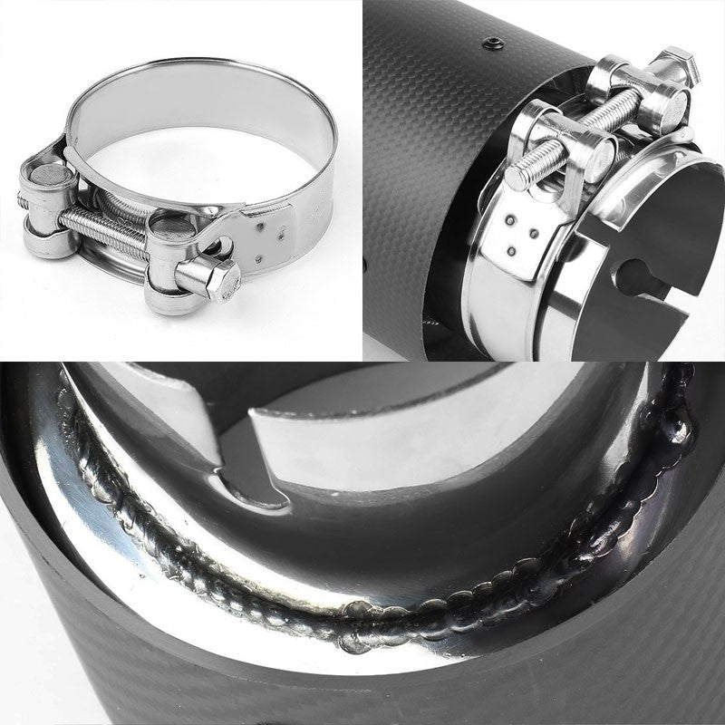 BFC-MUFT-CB-TY04 2.5"Pipe/3.125"Tip/4"OD Clamp-On Carbon Filber Pattern Exhaust Muffler End Tip