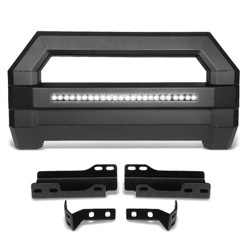 Square Textured Bull Bar Grill Guard+License Bracket+LED Bar For 07-18 Tahoe-Grille Guards & Bull Bars-BuildFastCar