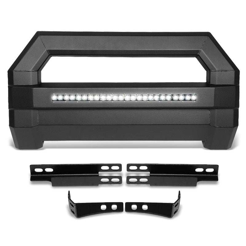Square Textured Bull Bar Grill Guard+License Bracket+LED Bar For 15-18 Canyon-Grille Guards & Bull Bars-BuildFastCar