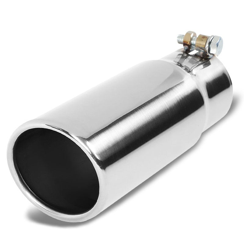 3" Inlet Stainless Steel Round Cut Rolled Exhaust Muffler Tip 10.25"L/3.5" Tip-Exhaust Parts-BuildFastCar