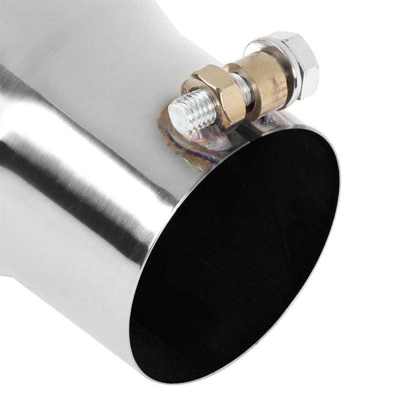 2PCs 3" Inlet Stainless Steel Round Rolled Exhaust Muffler Tip 10.25"L/3.5" Tip-Exhaust Parts-BuildFastCar