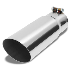 3" Inlet Stainless Steel Round Cut Rolled Exhaust Muffler Tip 11.75"L/3.5" Tip-Exhaust Parts-BuildFastCar