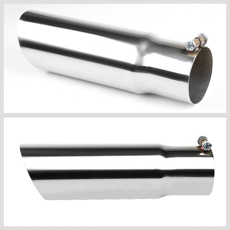 2PCs 3" Inlet Stainless Steel Round Rolled Exhaust Muffler Tip 11.75"L/3.5" Tip-Exhaust Parts-BuildFastCar