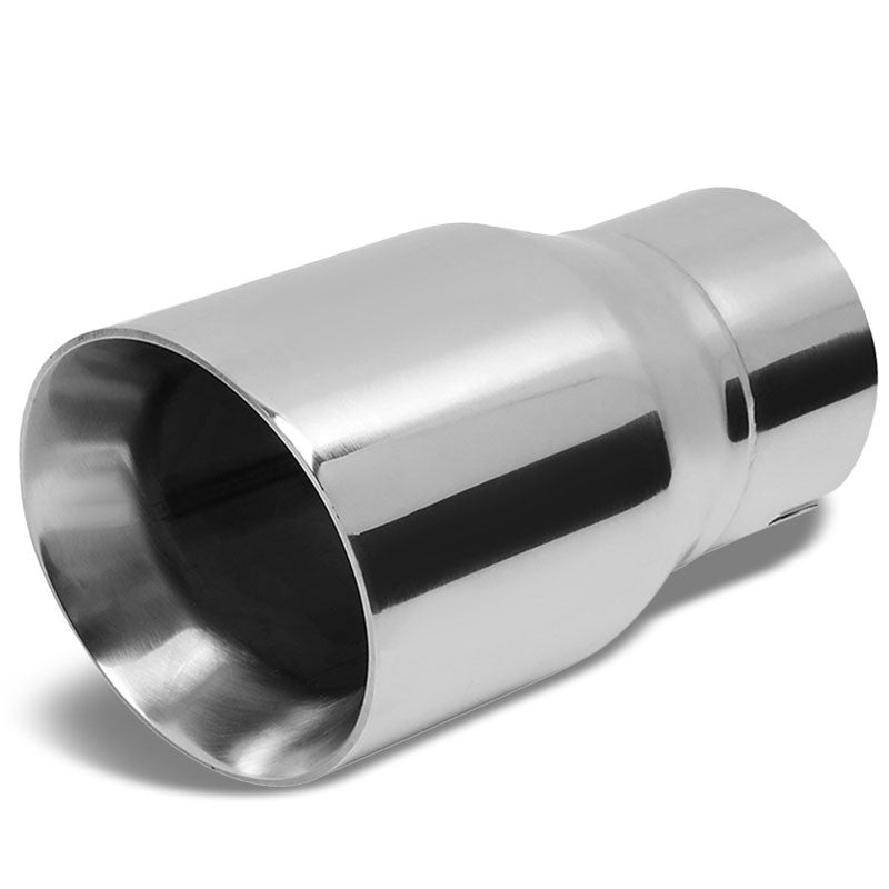 3" Inlet Stainless Steel Round Cut Rolled Exhaust Muffler Tip 7.75"L/4.0" Tip-Exhaust Parts-BuildFastCar
