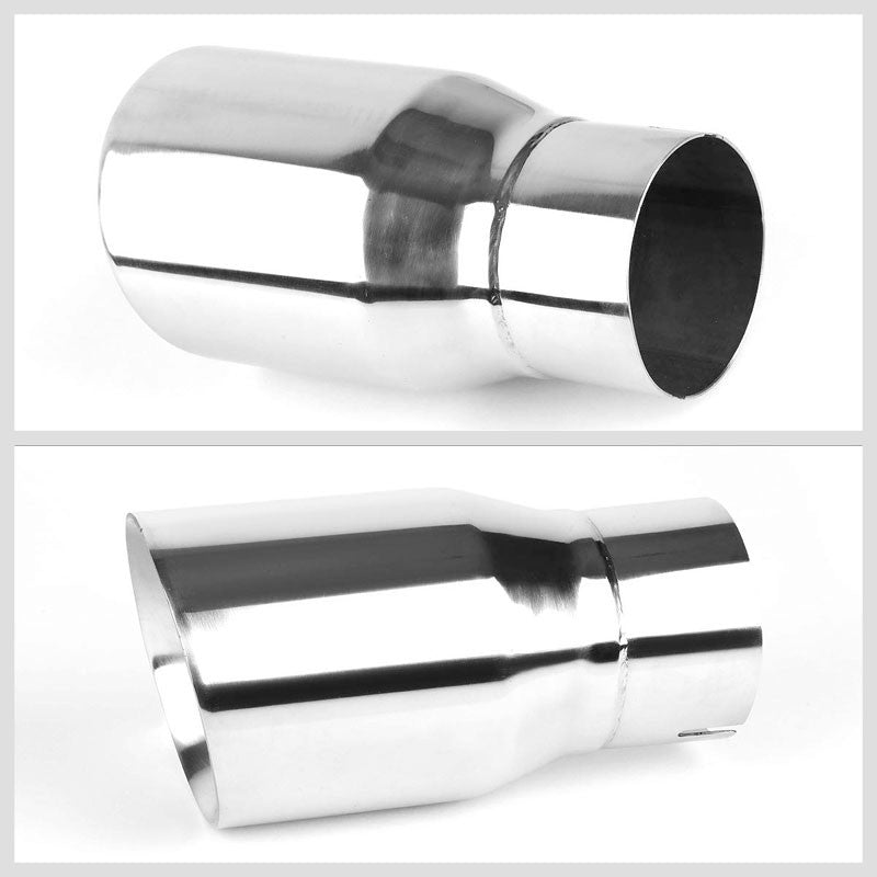 2PCs 3" Inlet Stainless Steel Round Rolled Exhaust Muffler Tip 7.75"L/4.0" Tip-Exhaust Parts-BuildFastCar
