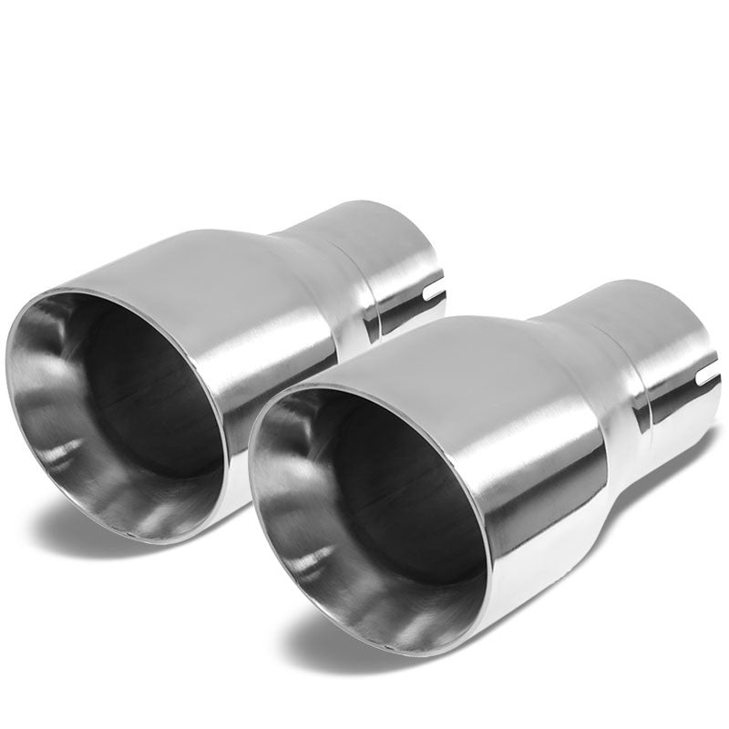 2PCs 3" Inlet Stainless Steel Round Rolled Exhaust Muffler Tip 8.25"L/4.5" Tip-Exhaust Parts-BuildFastCar