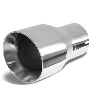 3" Inlet Stainless Steel Round Cut Rolled Exhaust Muffler Tip 8.25"L/4.5" Tip-Exhaust Parts-BuildFastCar
