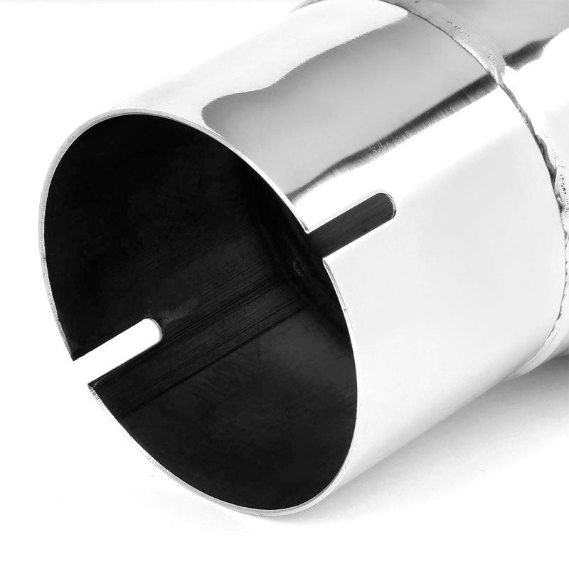 3" Inlet Stainless Steel Round Cut Rolled Exhaust Muffler Tip 8.25"L/4.5" Tip-Exhaust Parts-BuildFastCar