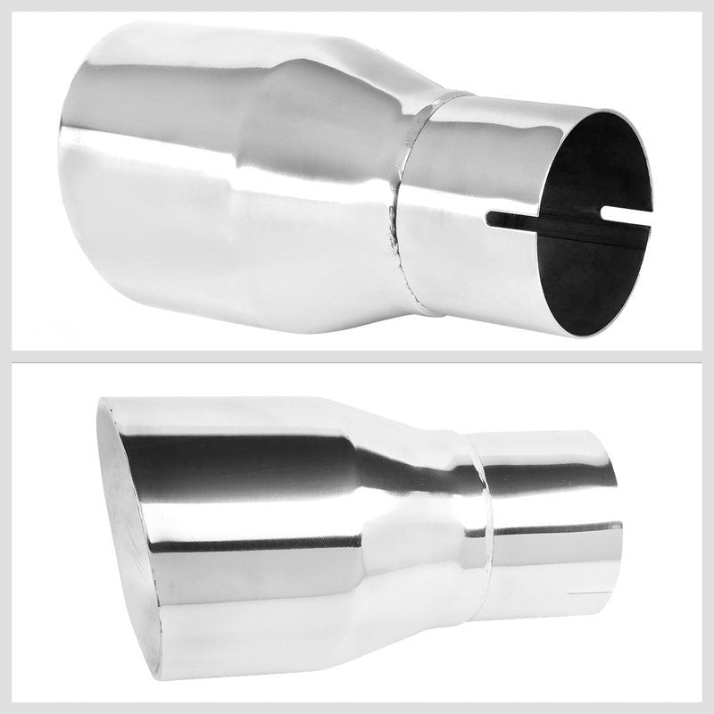 3" Inlet Stainless Steel Round Cut Rolled Exhaust Muffler Tip 8.25"L/4.5" Tip-Exhaust Parts-BuildFastCar