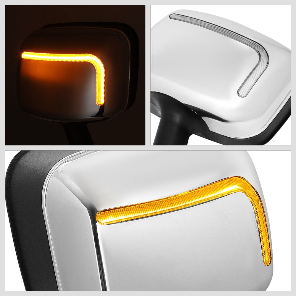 Chrome 12V L-Pattern LED Turn Signal Side View Mirror 08-17 Cascadia BFC-SVMIR-HY-006-CH