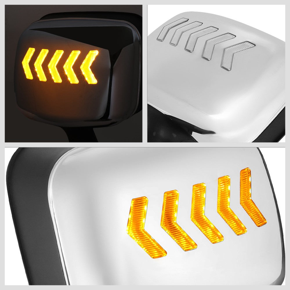 Chrome 12V 5-Arrow LED Turn Signal Side View Mirror 08-17 Cascadia BFC-SVMIR-HY-007-CH