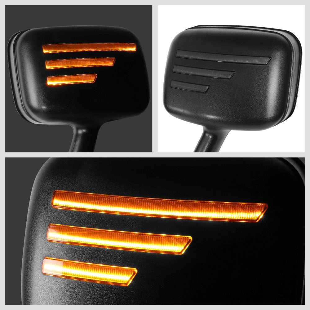 Black 12V 3-Strip LED Turn Signal Side View Mirror 08-17 Cascadia BFC-SVMIR-HY-008-BK