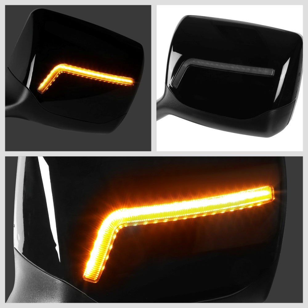 Black 12V L-Pattern LED Turn Signal Side View Mirror T680 579 587 BFC-SVMIR-HY-009-BK