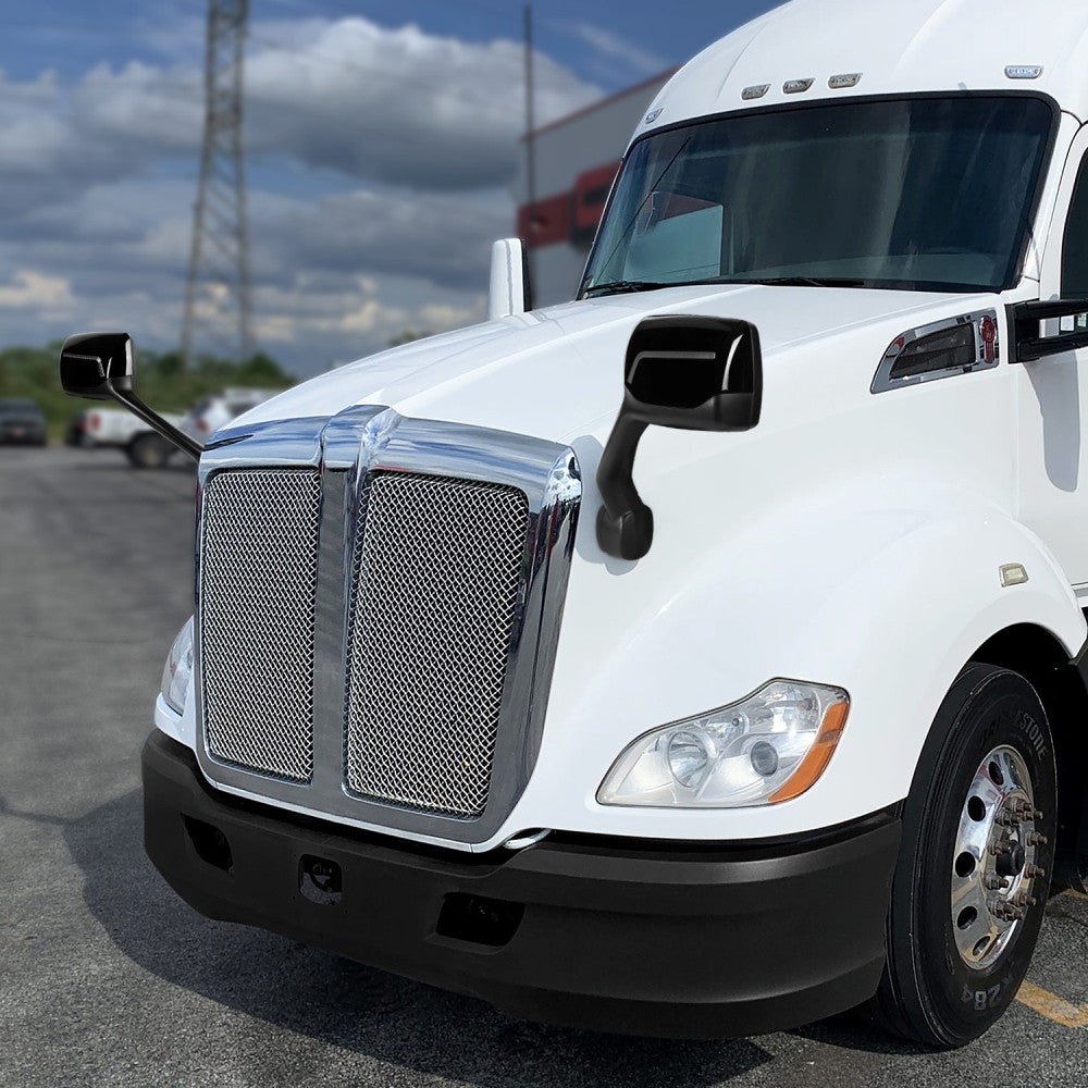 Black 12V L-Pattern LED Turn Signal Side View Mirror T680 579 587 BFC-SVMIR-HY-009-BK