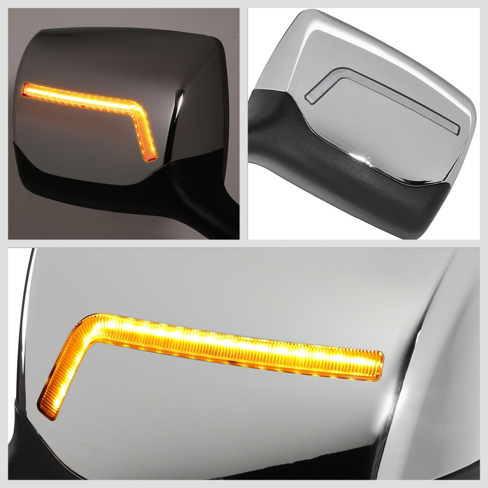 Chrome 12V L-Pattern LED Turn Signal Side View Mirror T680 579 587 BFC-SVMIR-HY-009-CH