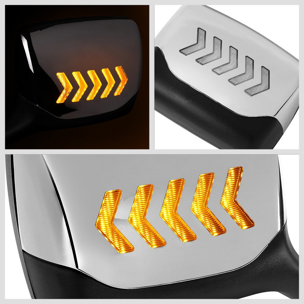 Chrome 12V 5-Arrow LED Turn Signal Side View Mirror T680 579 587 BFC-SVMIR-HY-010-CH