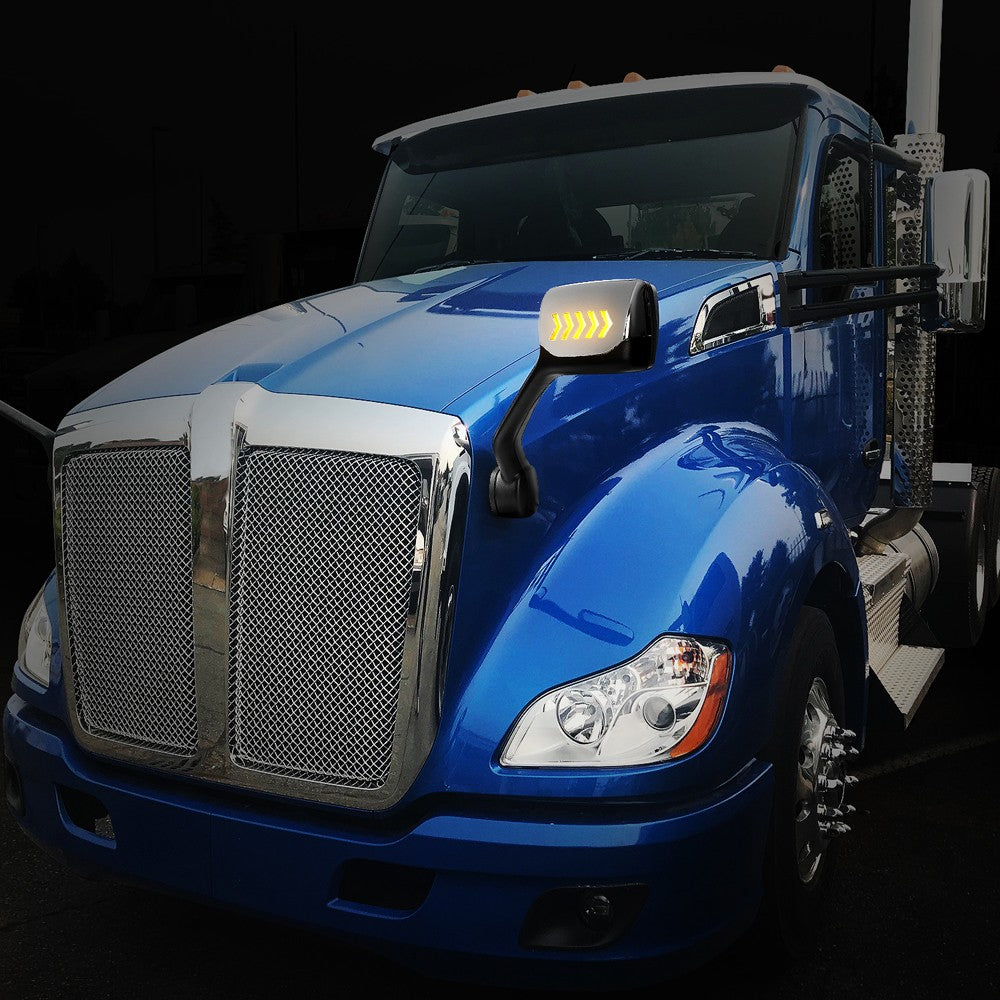 Chrome 12V 5-Arrow LED Turn Signal Side View Mirror T680 579 587 BFC-SVMIR-HY-010-CH