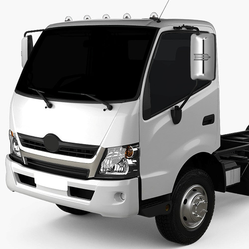 Chrome 24V 3-Strip LED Turn Signal Large Side View Mirror 05-21 Hino BFC-SVMIR-HY-012-CHX2
