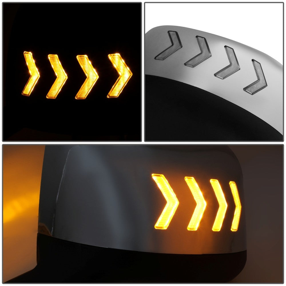 Sequential 4-Arrow LED Signal Chrome Side View Mirror 18+ Harvester BFC-SVMIR-HY-015-CH