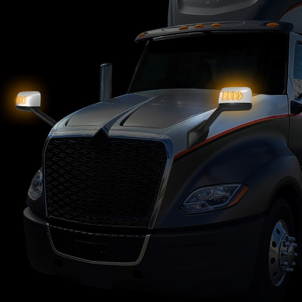 Sequential 4-Arrow LED Signal Chrome Side View Mirror 18+ Harvester BFC-SVMIR-HY-015-CH