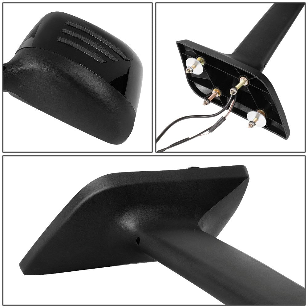 Sequential 3-Strip LED Signal Black Side View Mirror 18+ Harvester BFC-SVMIR-HY-016-BK