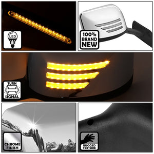 Sequential 3-Strip LED Signal Chrome Side View Mirror 18+ Harvester BFC-SVMIR-HY-016-CH
