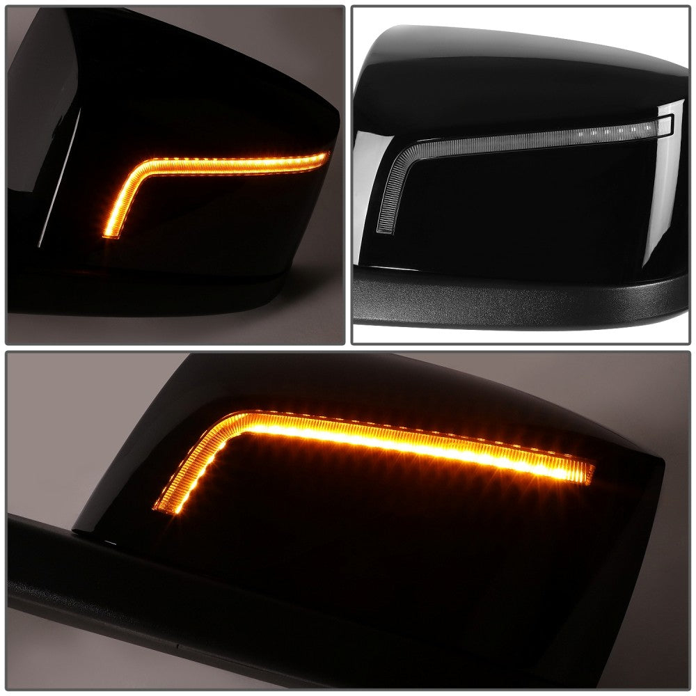Sequential L-Pattern LED Signal Black Side View Mirror 18-21 Volvo VNL BFC-SVMIR-HY-017-BK