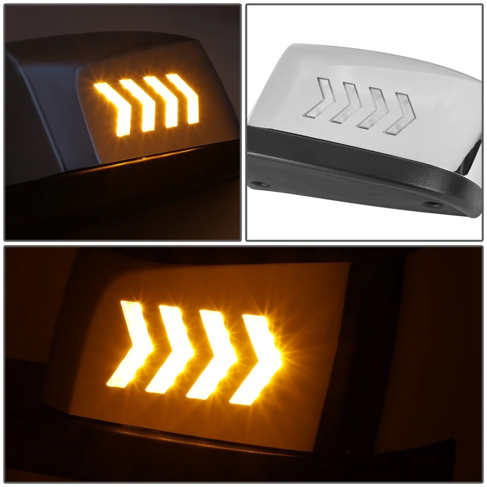 Sequential 4-Arrow LED Signal Chrome Side View Mirror 18-21 Volvo VNL BFC-SVMIR-HY-018-CH