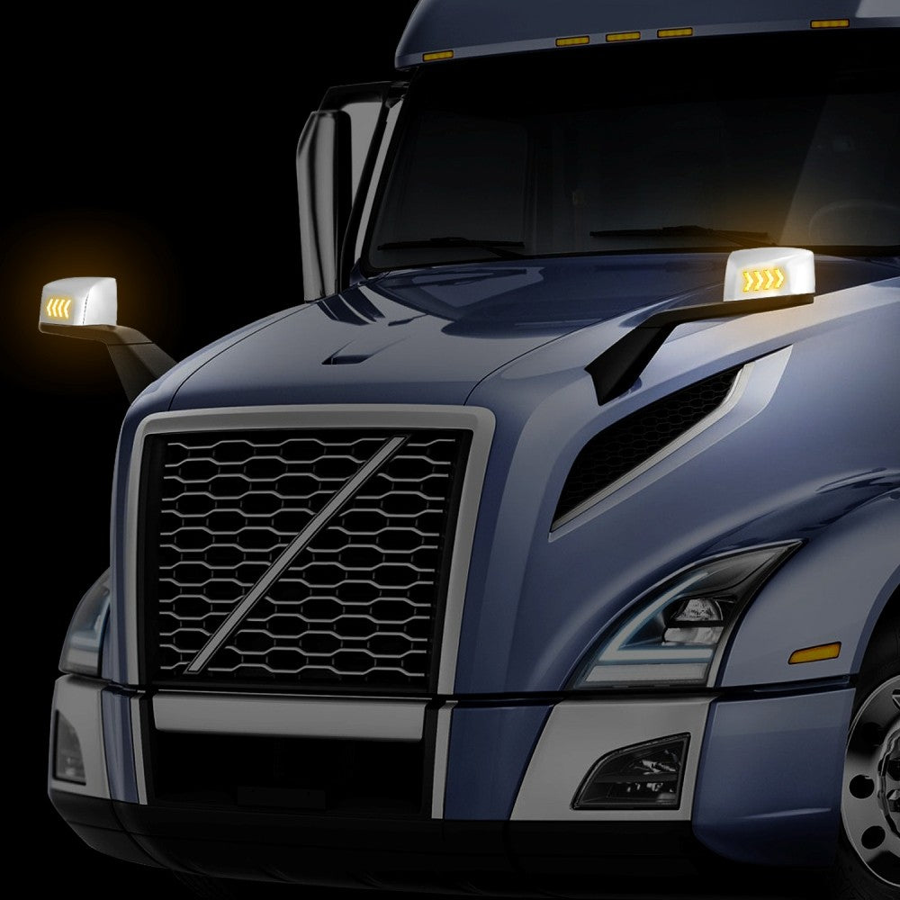 Sequential 4-Arrow LED Signal Chrome Side View Mirror 18-21 Volvo VNL BFC-SVMIR-HY-018-CH
