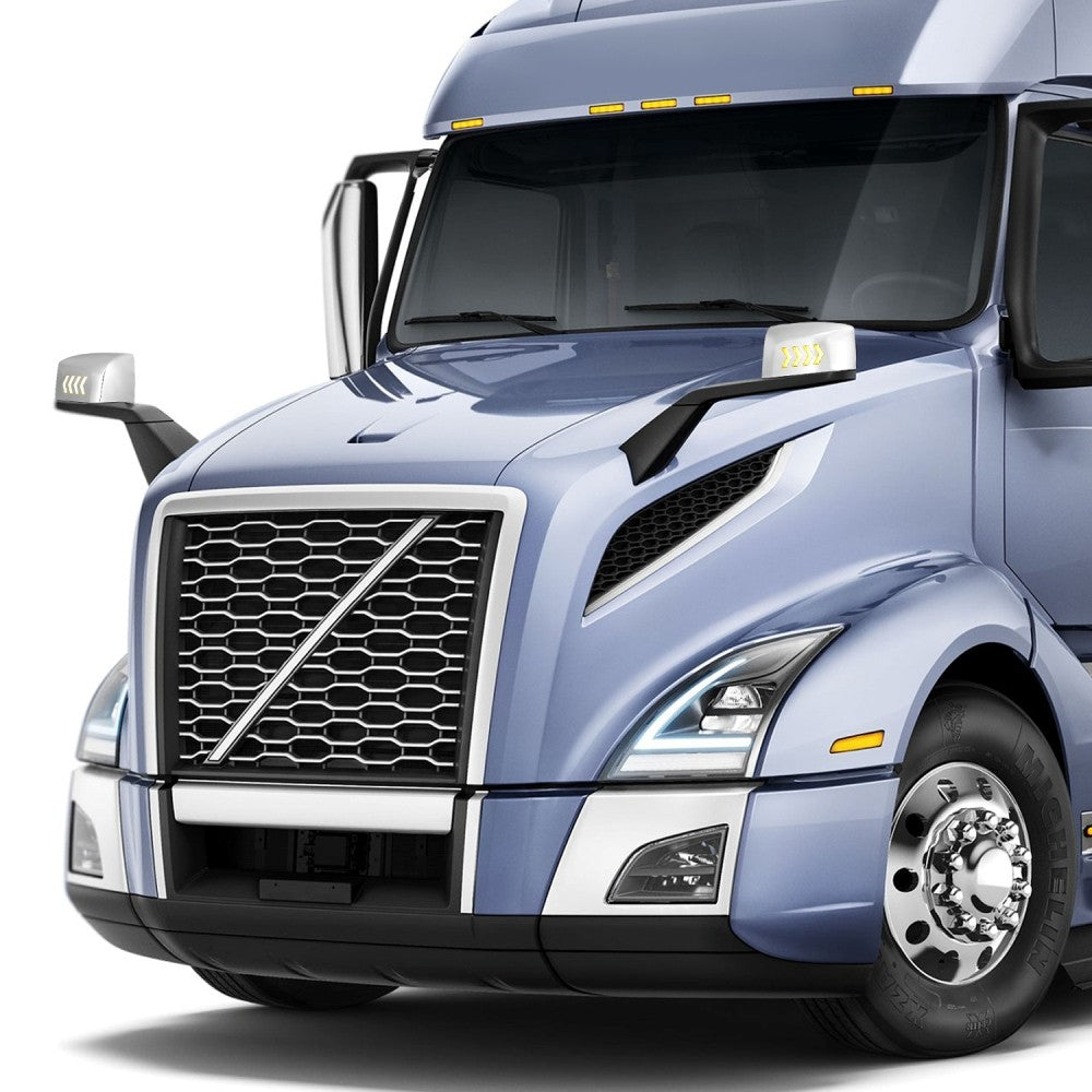 Left Driver Side Chrome Hood Mirror For Volvo VNL 2018-2021 – Aftermarket Replacement
