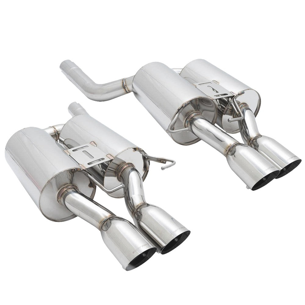 Megan Polish 3" Pipe 3.5" Quad Roll Tips Axleback Exhaust 06-10 M5 E60 MR-ABE-BE60M5-L+R