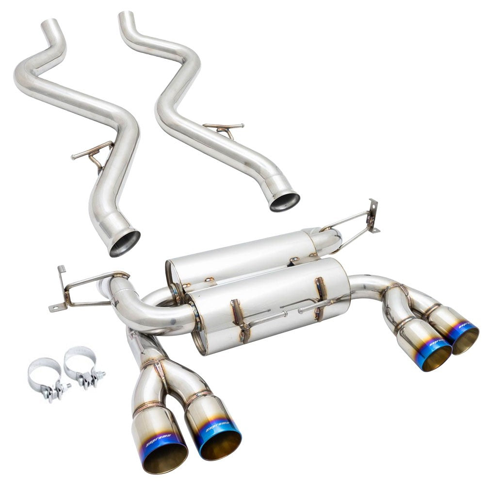 Megan Racing Supremo Axleback Exhaust Burnt Blue Tips For 08-13 BMW M3 E92 2DR