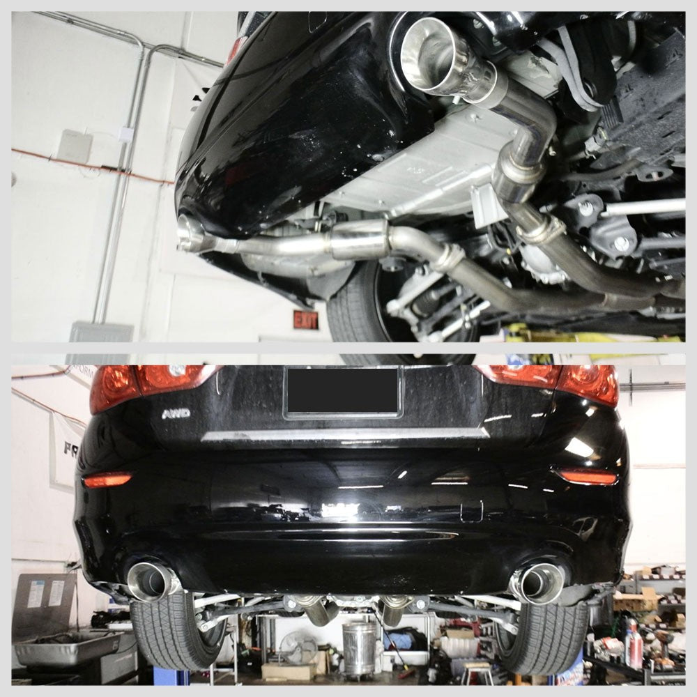 Megan Exhaust Catback System & Midpipe w/Burnt Blue Tips For 16-20 Infiniti Q50-Major Pipe-BuildFastCar