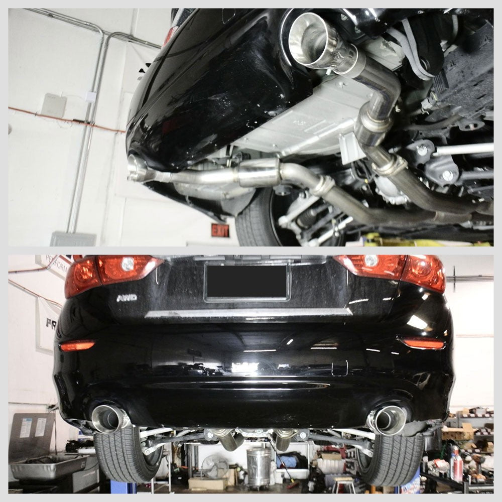 Megan ABE Exhaust System Burnt Blue Tips For 16-20 Infiniti Q50 Twin Turbo