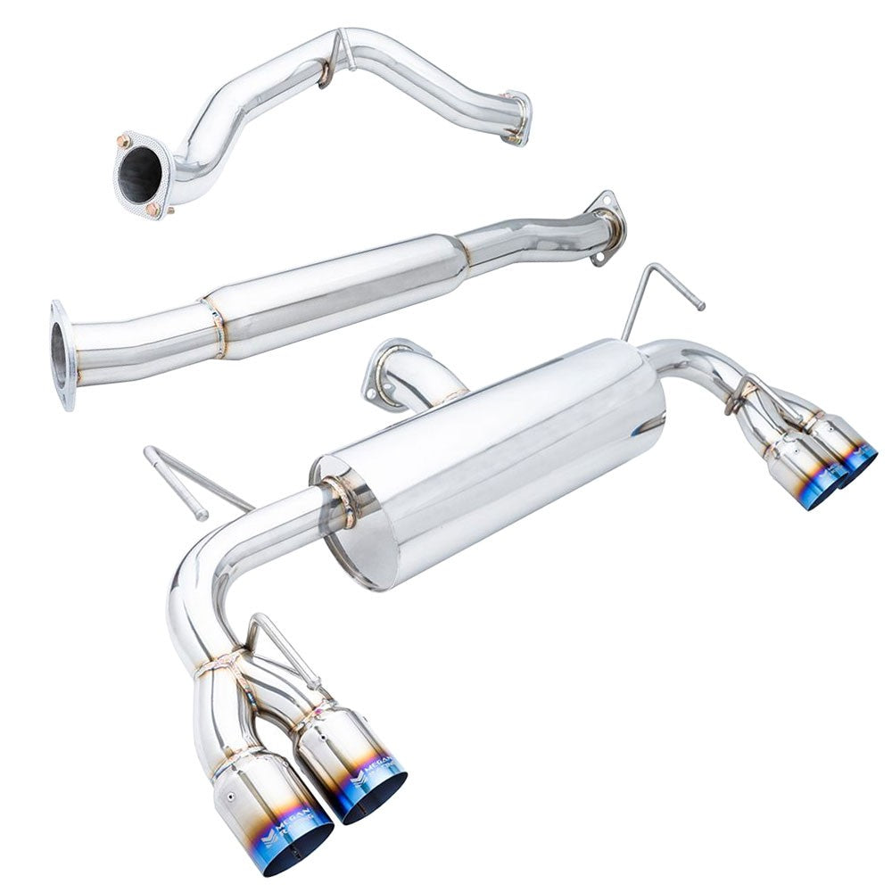 Megan Racing OE-RS Catback Exhaust Blue Tips For 08-14 Subaru WRX/WRX STI HB